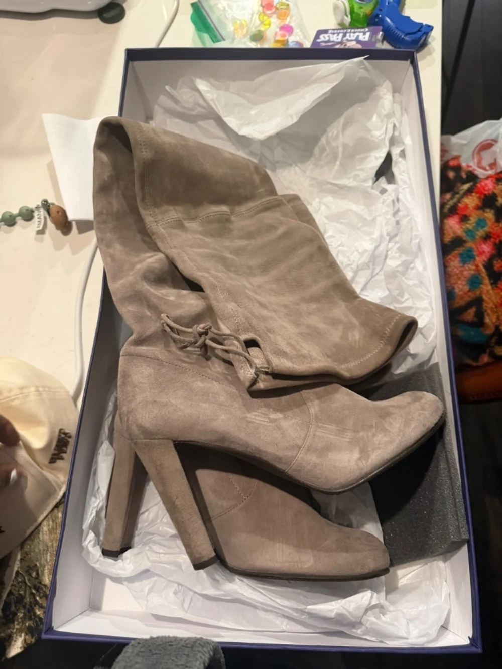 Stuart Weitzman grey thigh